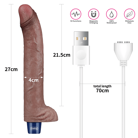 Vibrador Realista Lovetoy con testículos Real Softee USB 
