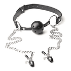 Ball Gag Mordaza Con Pinzas Pezones Bdsm Sadomasoquismo 1