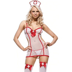 Conjunto Enfermera Baby Doll Lenceria  Femenina 3 Piezas 