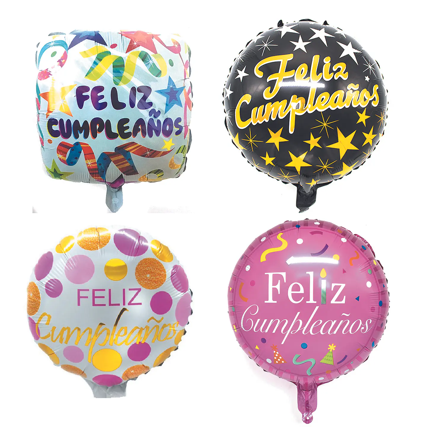 Pack 12 Globos Metalizados Feliz Cumpleaños 1