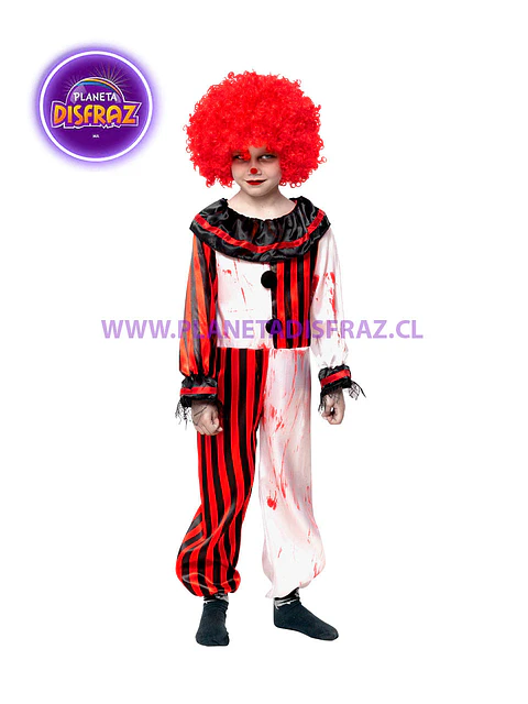 Disfraz Payaso Sangriento Rayas Infantil