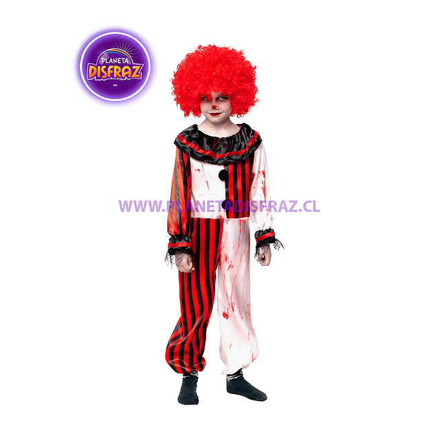 DISFRAZ PAYASO SANGRIENTO RAYAS INFANTIL