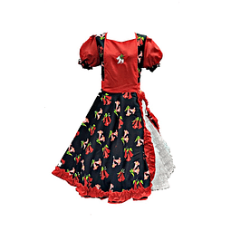 Vestido Huasa Adulta Copihue Fiestas Patrias Rojo-negro