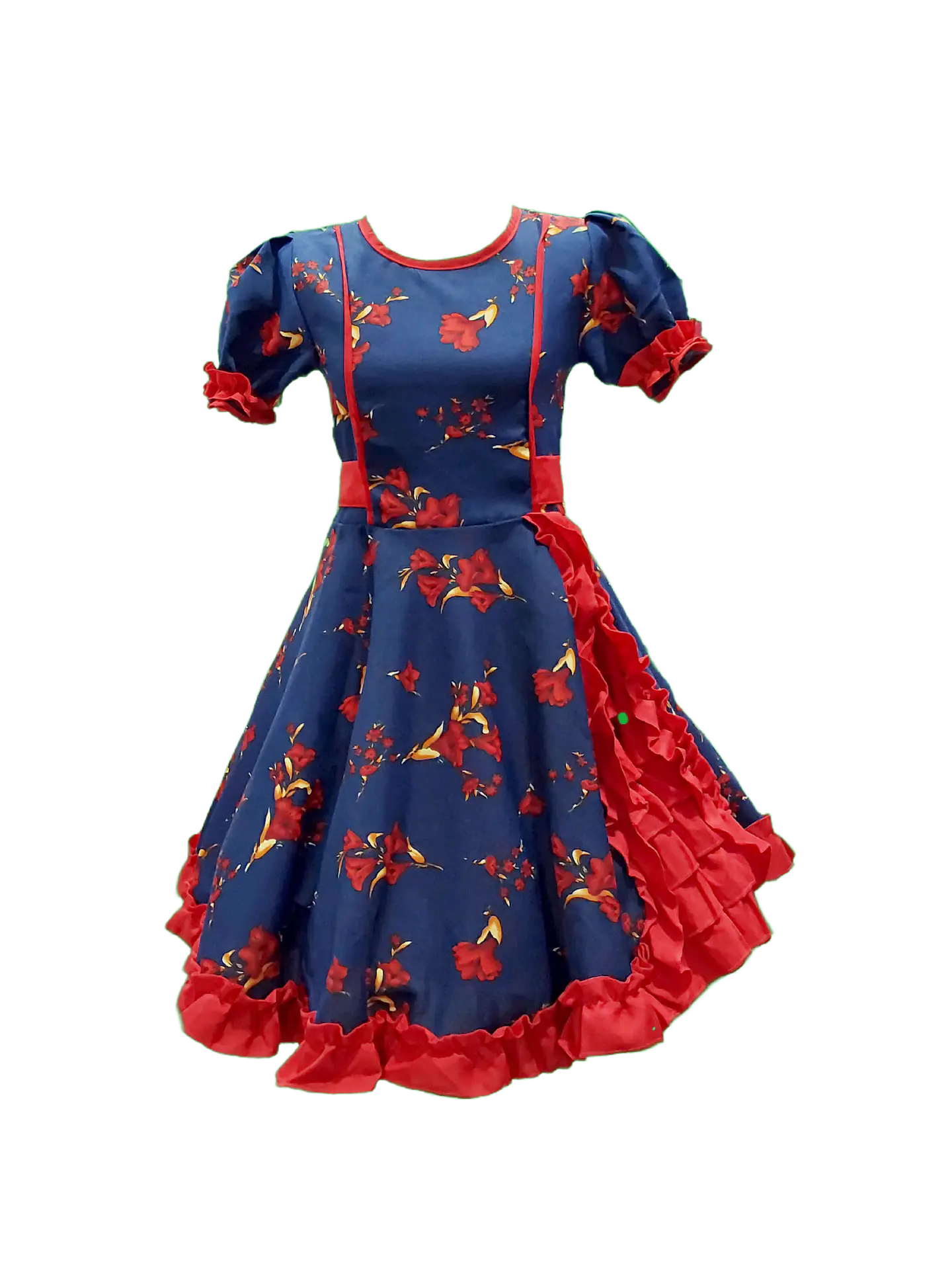 Vestido Huasa Adulto Copihue Azul/Rojo 1