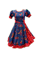 Vestido Huasa Adulto Copihue Azul/Rojo - Miniatura 1