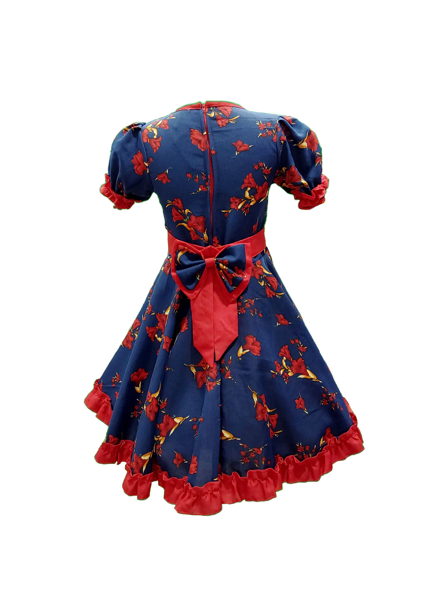 Vestido Huasa Adulto Copihue Azul/Rojo 3