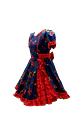 Vestido Huasa Niña Copihue Azul/Rojo - Miniatura 2