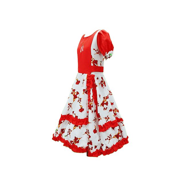Vestido Huasa Niña Copihue Blanco/Rojo