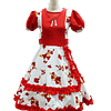 Vestido Huasa Adulta Copihue Blanco/Rojo
