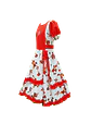 Vestido Huasa Adulta Copihue Blanco/Rojo - Miniatura 2