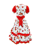 Vestido Huasa Adulta Copihue Blanco/Rojo - Miniatura 3