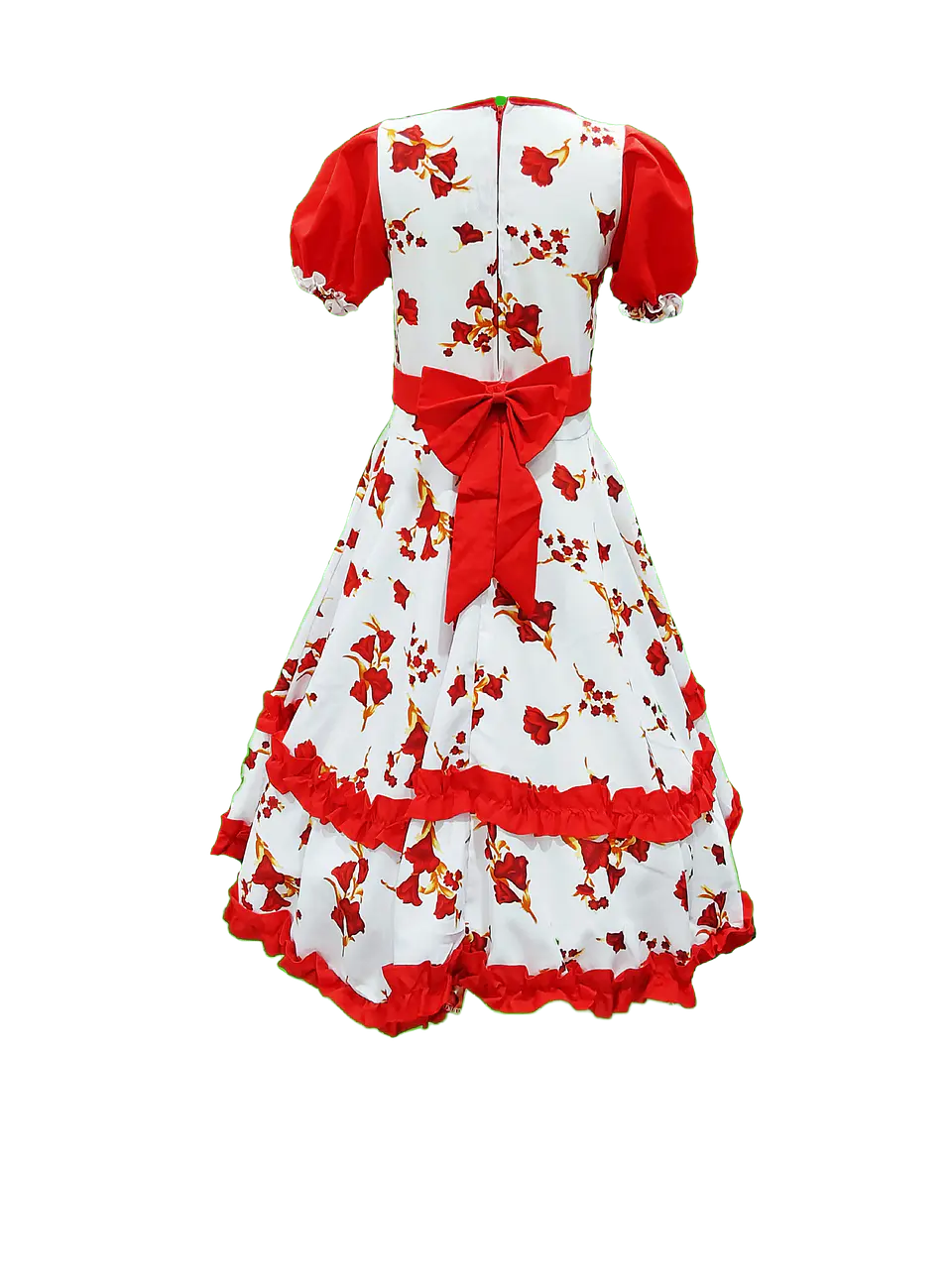 Vestido Huasa Adulta Copihue Blanco/Rojo 3