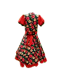 Vestido Huasa Niña Floreado Negro/Rojo - Miniatura 2