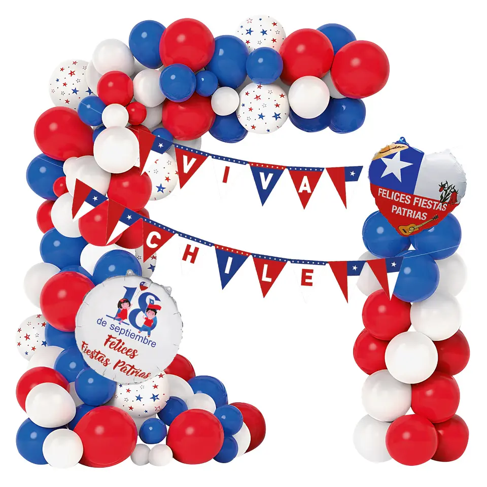 Set Decoracion Globos Viva Chile Grande 2