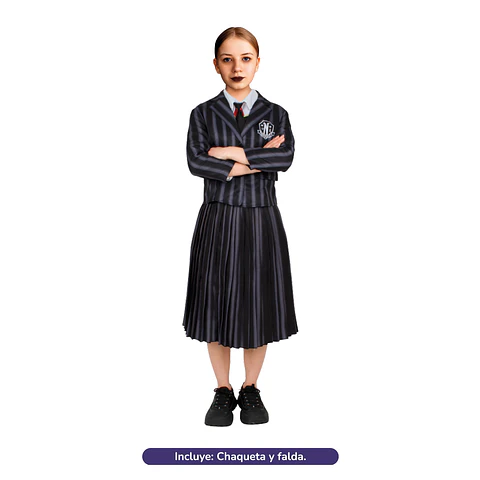 Disfraz Merlina Addams Niña Escolar