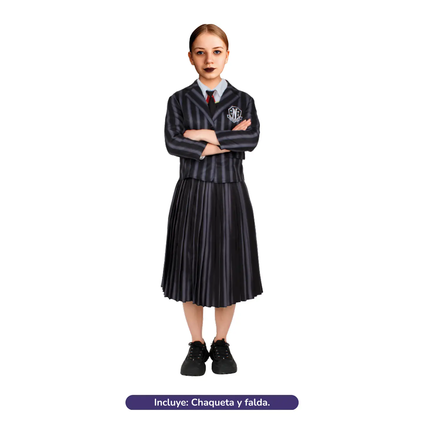 Disfraz Merlina Addams Niña Escolar 1