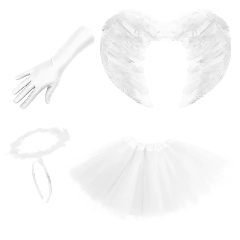 Set Disfraz Angel Adulto Halloween 4 Piezas Colores 2