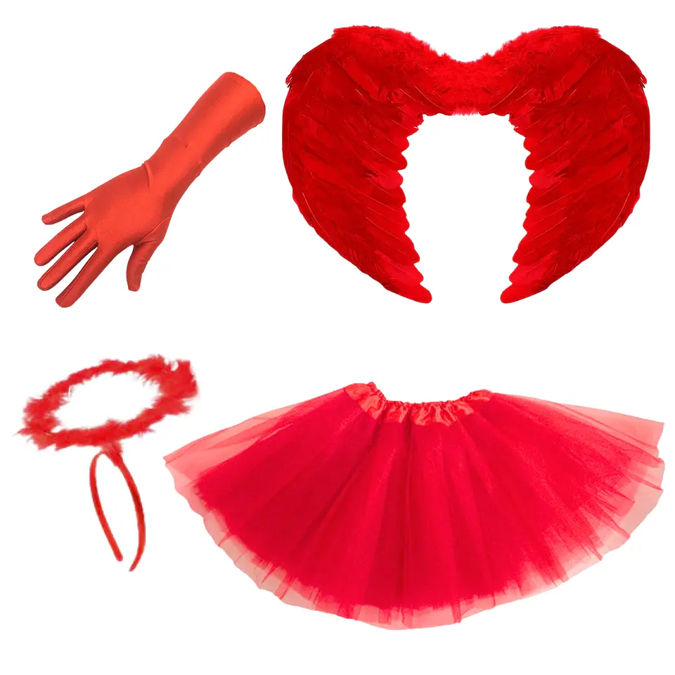 Set Disfraz Angel Adulto Halloween 4 Piezas Colores 3