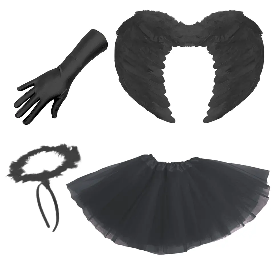 Set Disfraz Angel Adulto Halloween 4 Piezas Colores 1