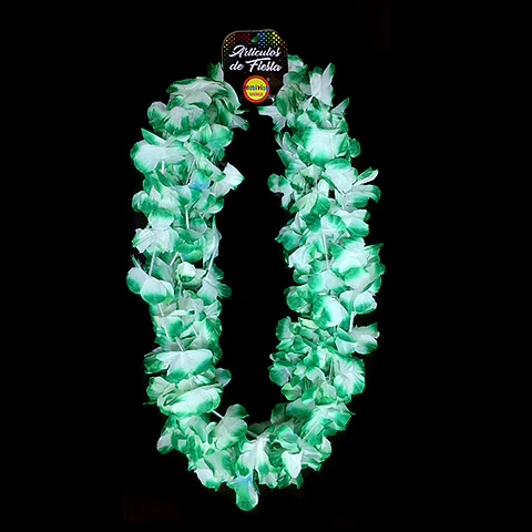 Collar Flor Liso Blanco/Verde X6
