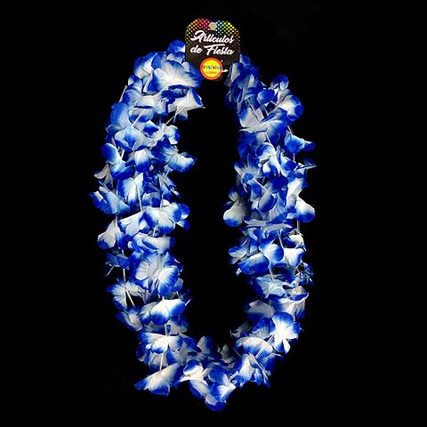 Collar Flor Liso Blanco/Azul X6