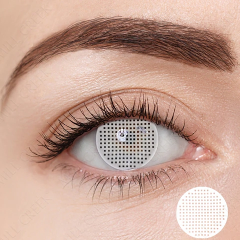 Lentes De Contacto Fantasía Rejilla Blanco
