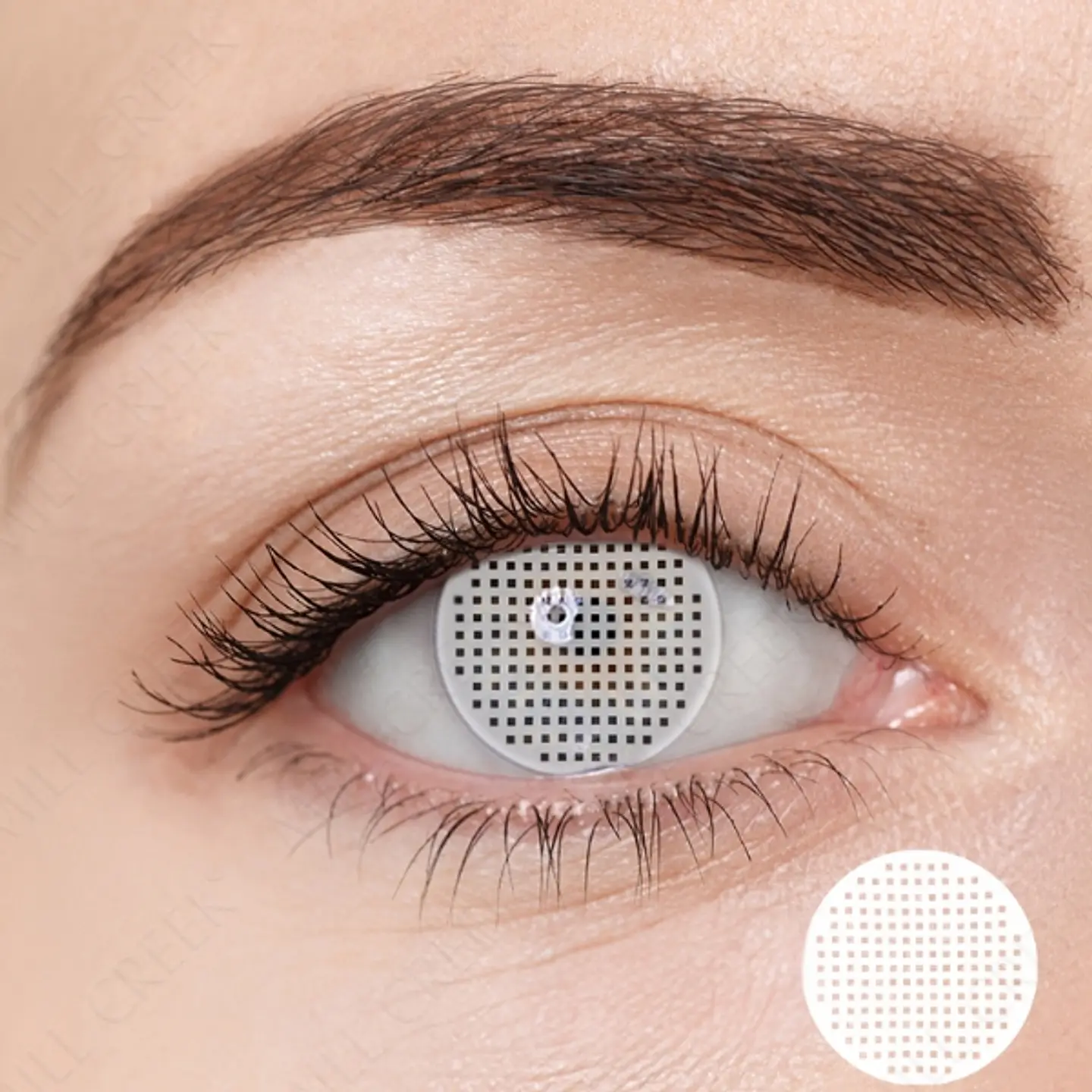 Lentes De Contacto Fantasía Rejilla Blanco 1