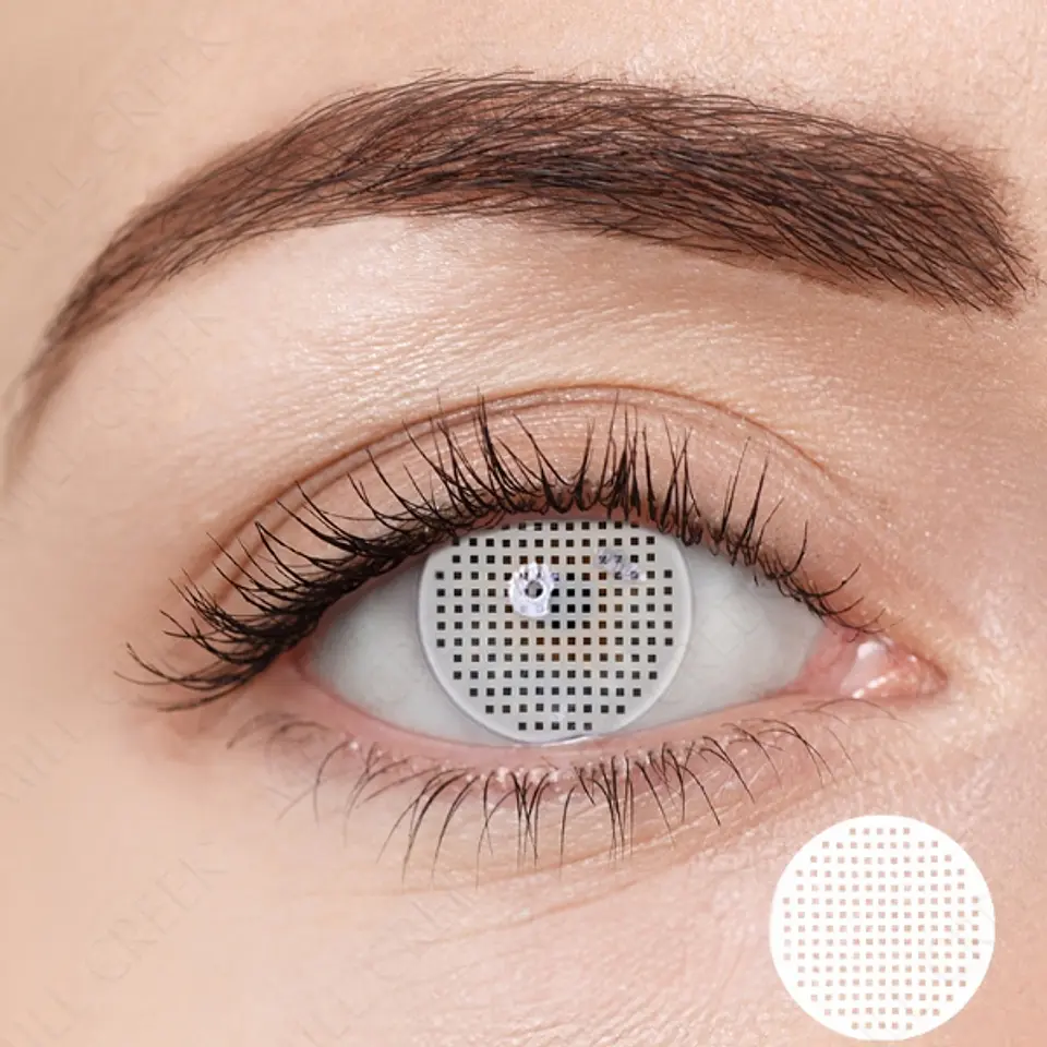 Lentes De Contacto Fantasía Rejilla Blanco 1