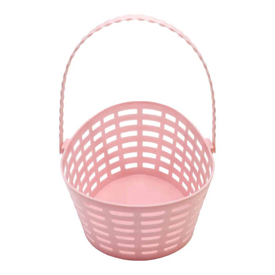 Canasto Plastico Huevito Pascua Pastel Rosado 1