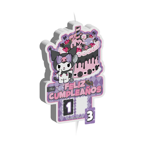 Vela 2D Adesivo Kuromi x1