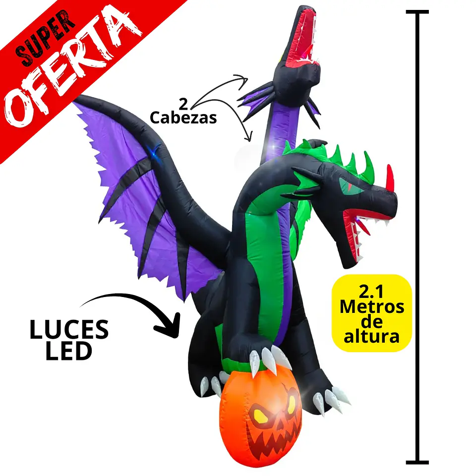 Dragón Dos Cabezas Inflable Led 1