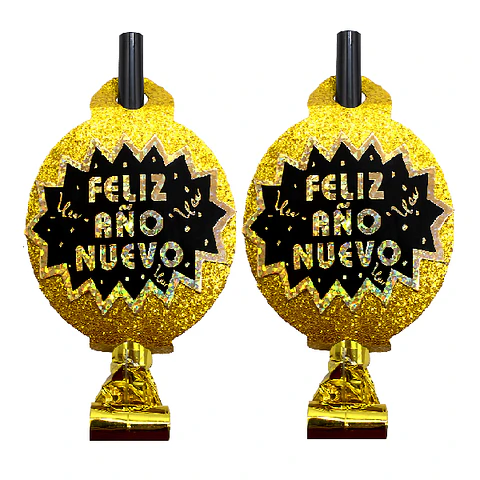Pito serpiente F.a.n dorado Glitter x 5