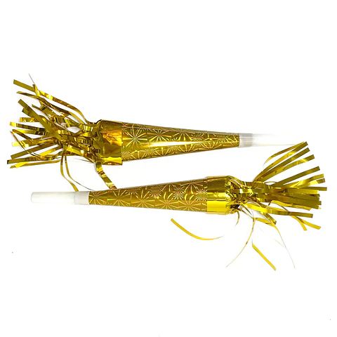 Corneta Holografica dorada x6