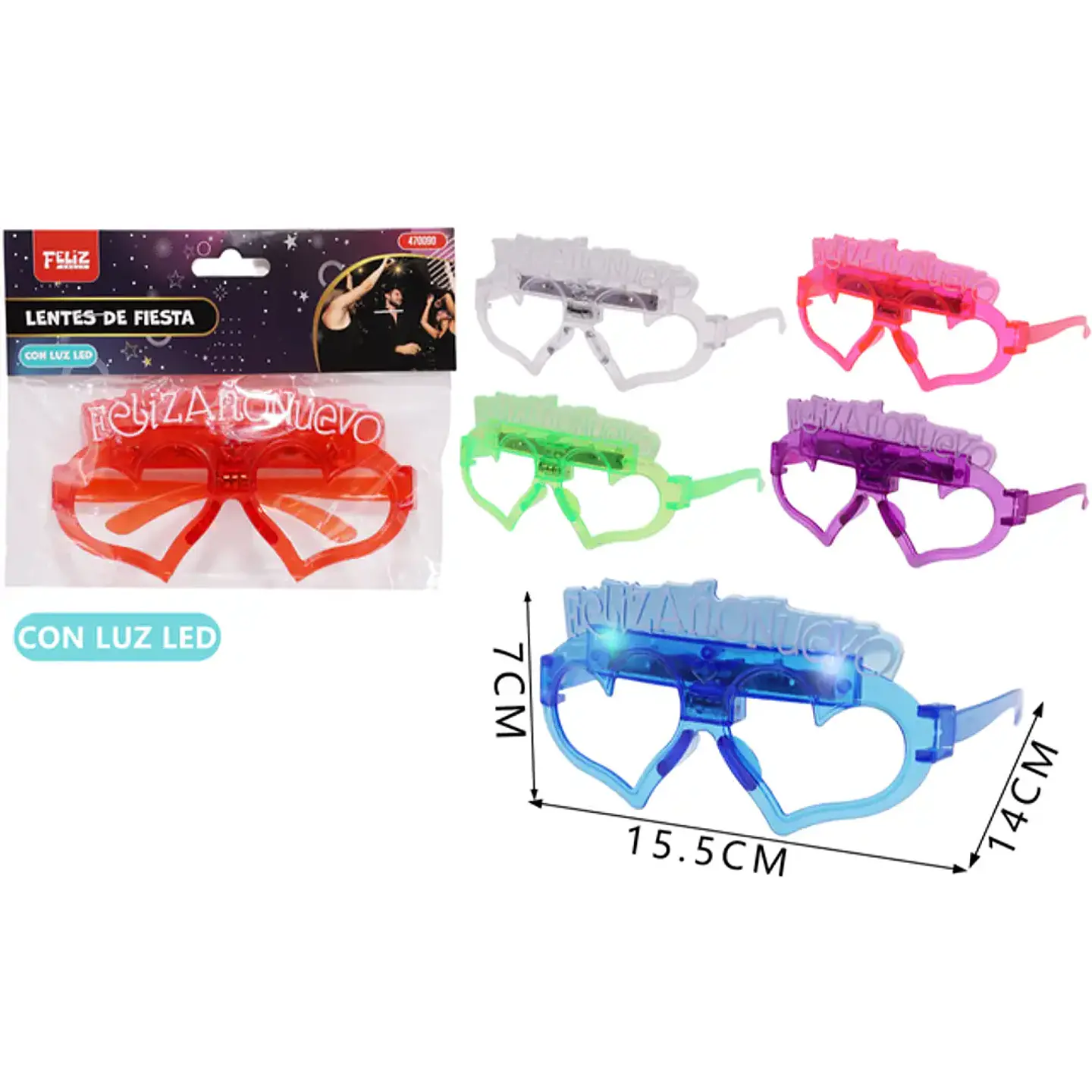 Lentes feliz año nuevo con luz x1 1