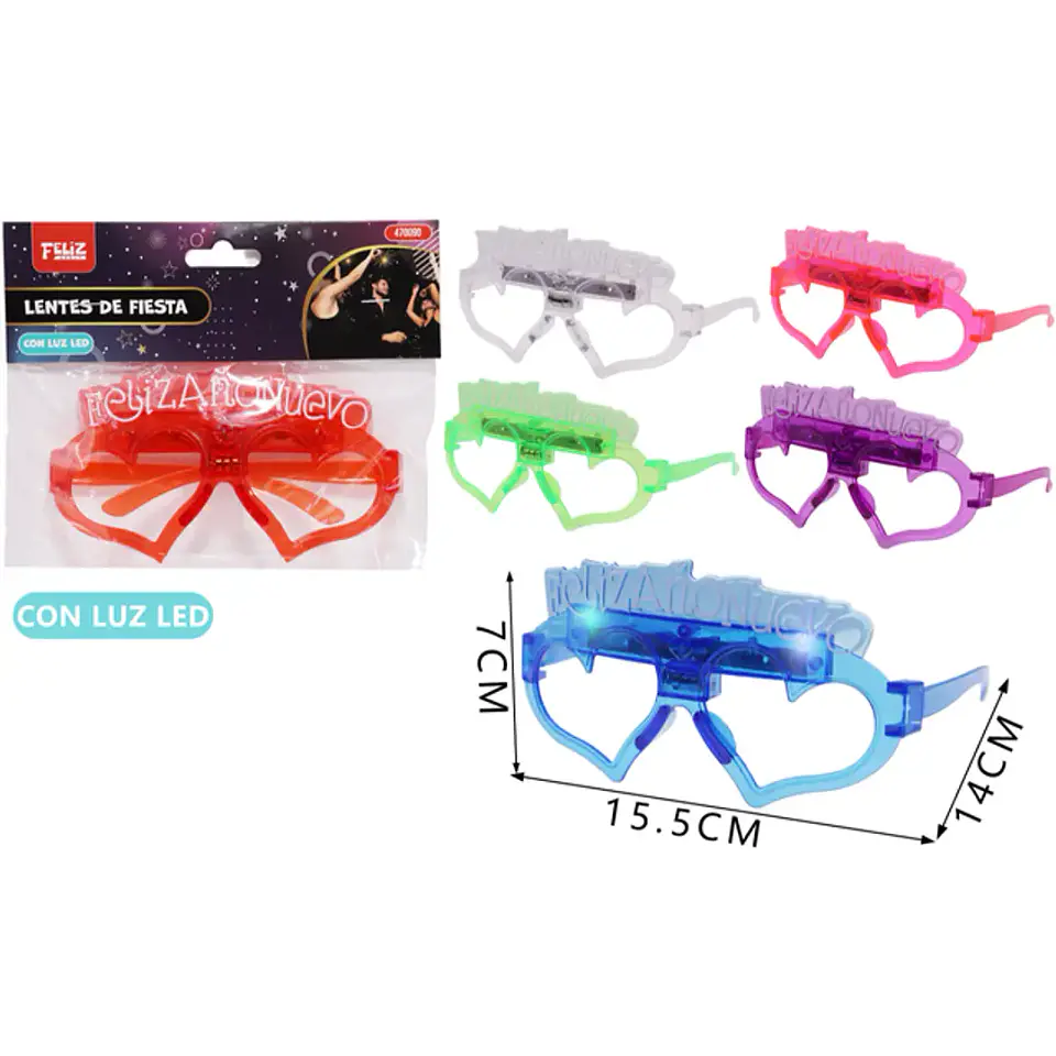 Lentes feliz año nuevo con luz x1 1