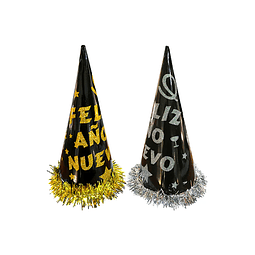 Gorro cono f.a.n dorado/plateado x 1