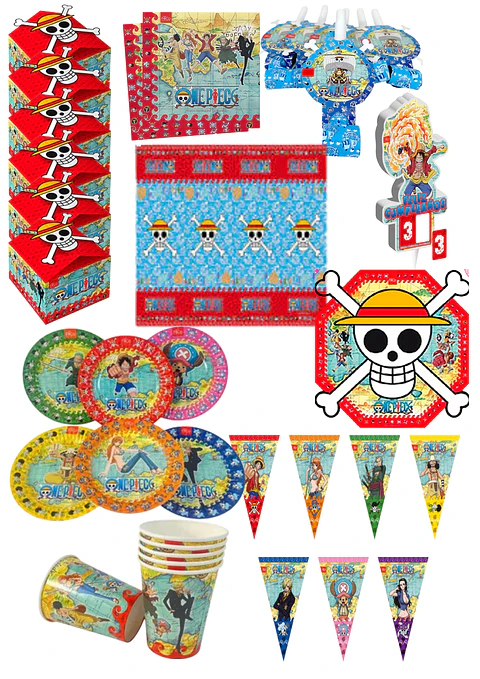 Pack Decoracion Cumpleaños One Piece 6 personas