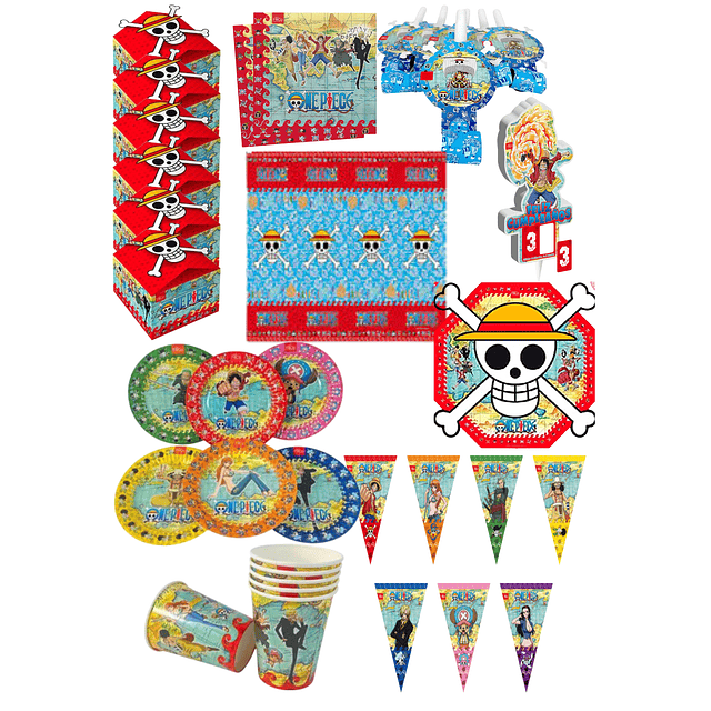 Set de cumpleaños one piece para 6 personas