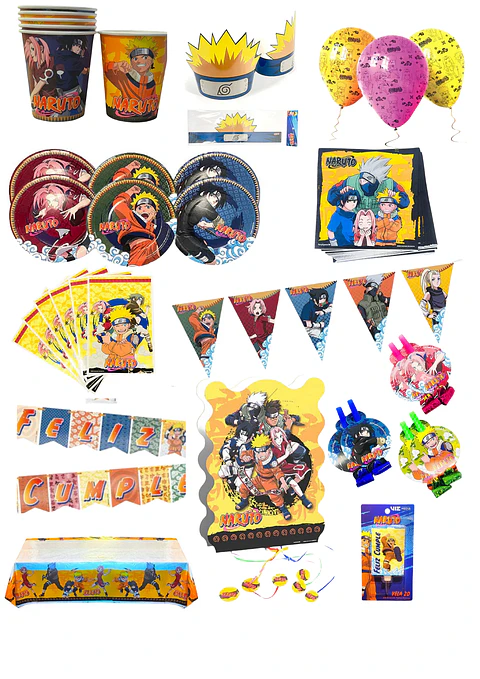 Pack Decoracion Cumpleaños Naruto para 6 personas