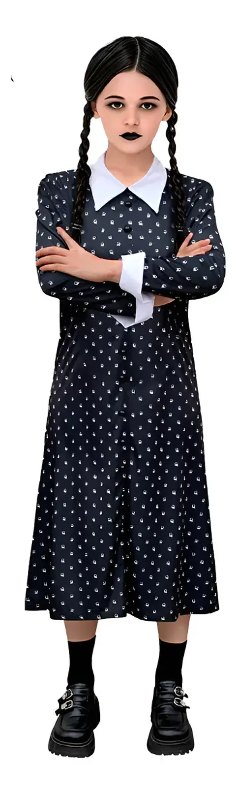 Disfraz Merlina, vestido estampado. Infantil