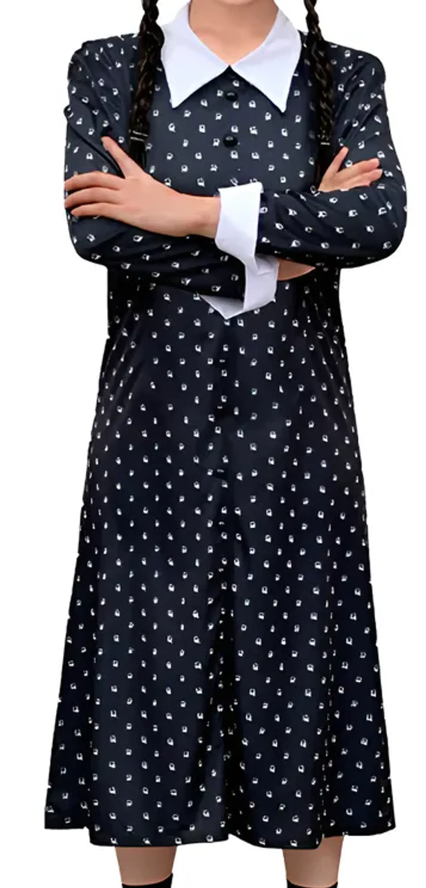 Disfraz Merlina, vestido estampado. Infantil 1