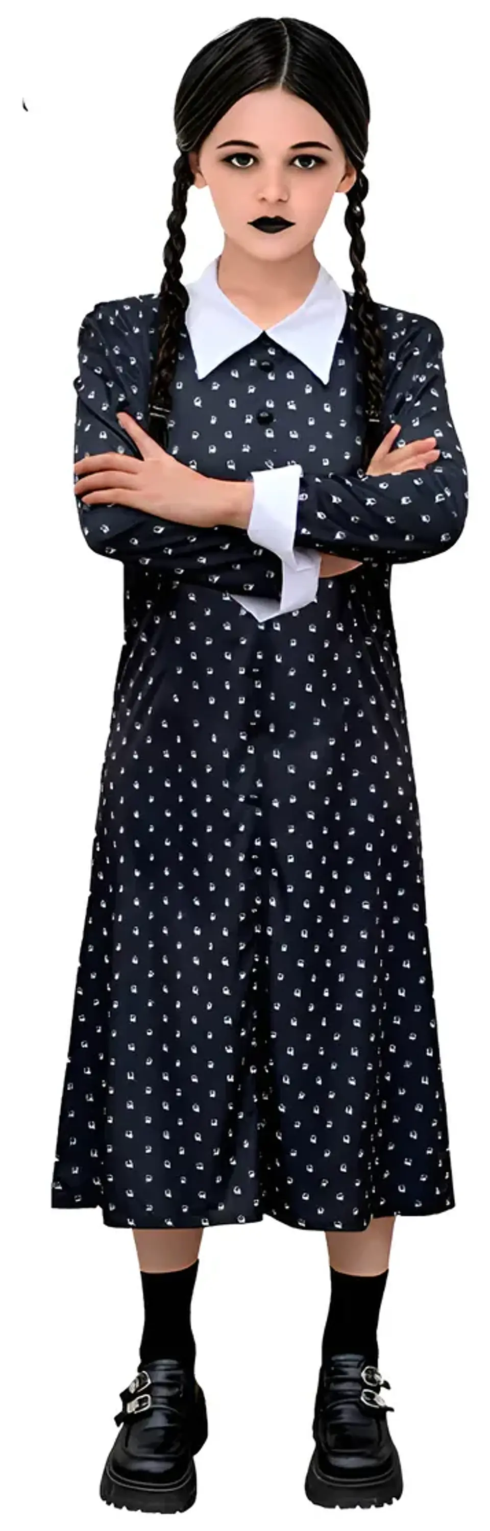 Disfraz Merlina, vestido estampado. Infantil 1