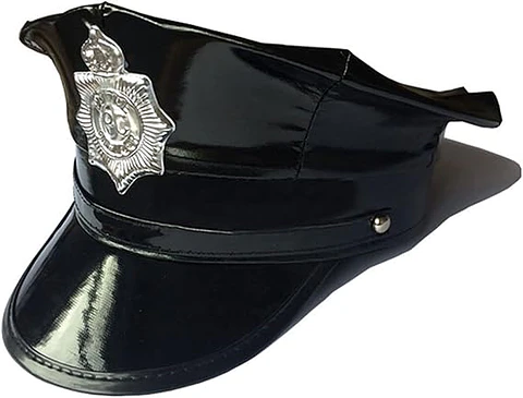 Gorro Disfraz Policia Cuerina Negro