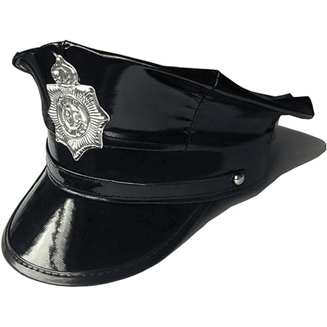SOMBRERO POLICIA CUERINA NEGRO