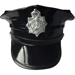 SOMBRERO POLICIA CUERINA NEGRO