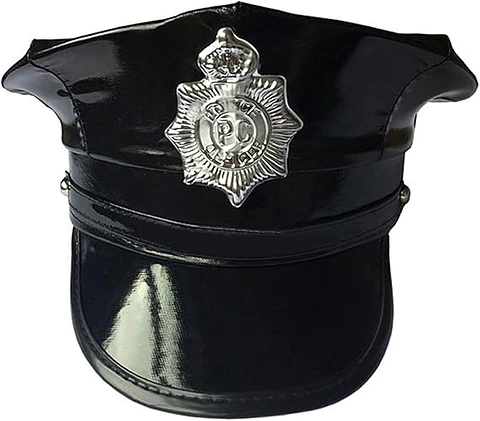 Gorro Disfraz Policia Cuerina Negro