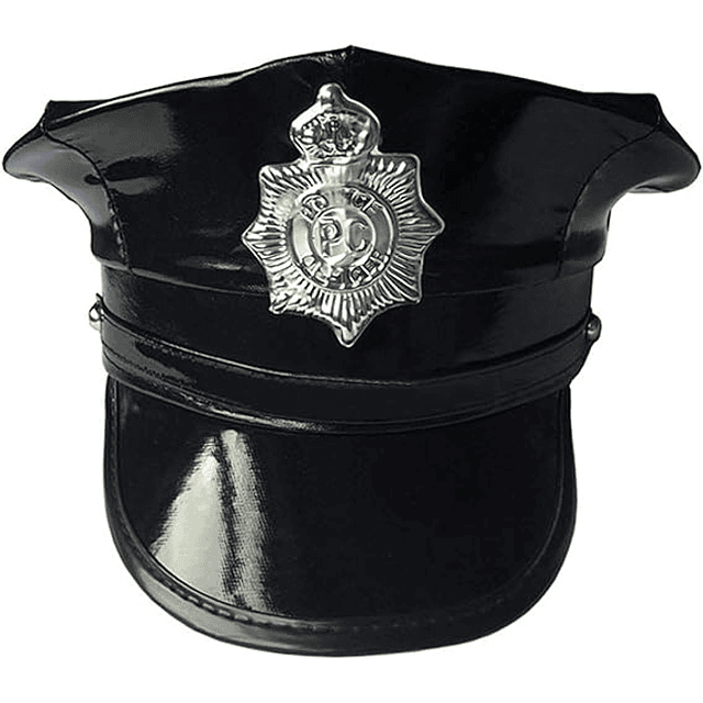 SOMBRERO POLICIA CUERINA NEGRO