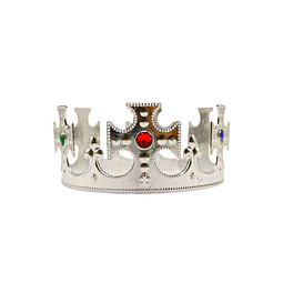 Corona plastica rey/ principe plateada