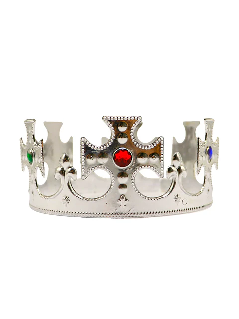 Corona plastica rey/ principe plateada