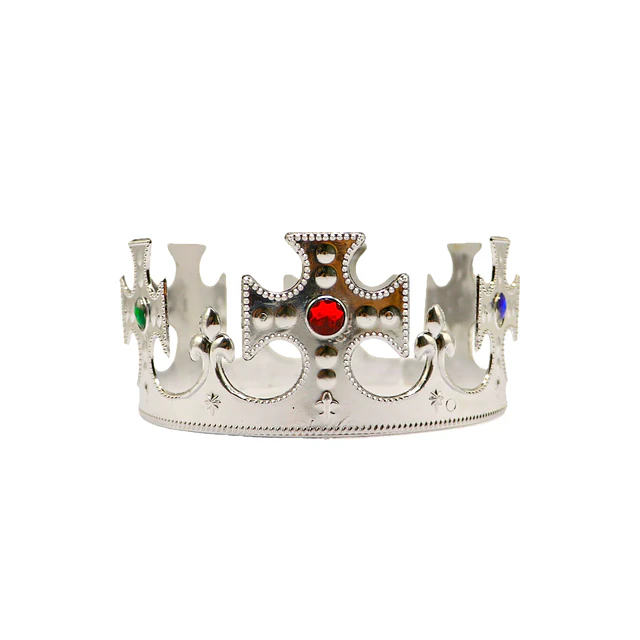 Corona plastica rey/ principe plateada